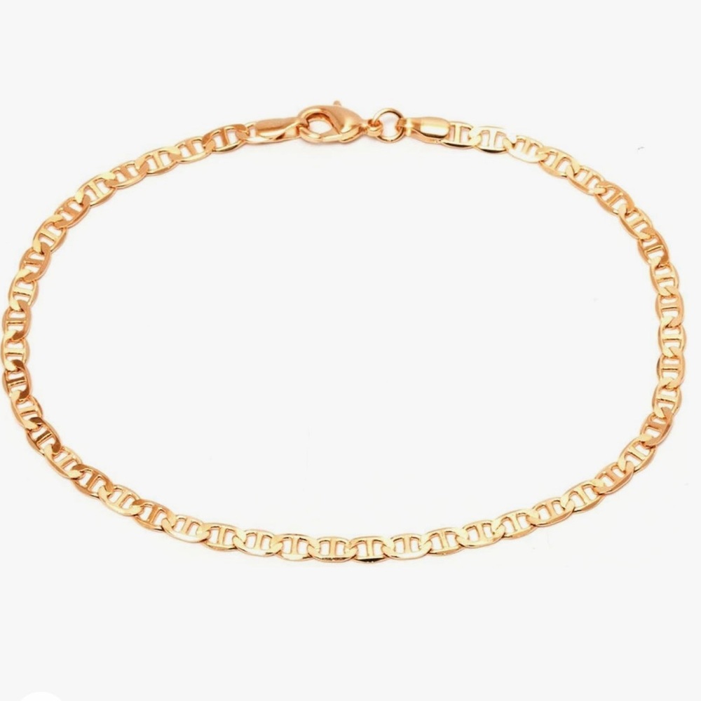NWT Gold Anklet for Women Flat Mariner Anklet 18K Gold Plated